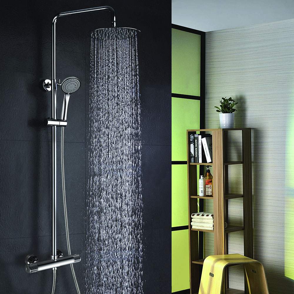 Columna Ducha manetas grafiladas termostática LOPEZ redonda de 80-120 cm