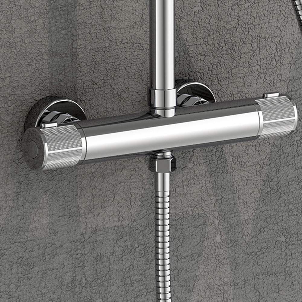 Columna Ducha manetas grafiladas termostática LOPEZ redonda de 80-120 cm - Imagen 6