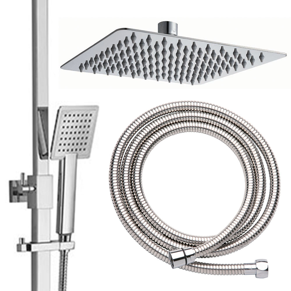 Columna Ducha monomando EXTRAPLANA cuadrada de 73-122 cm CROMO brillo - Imagen 4