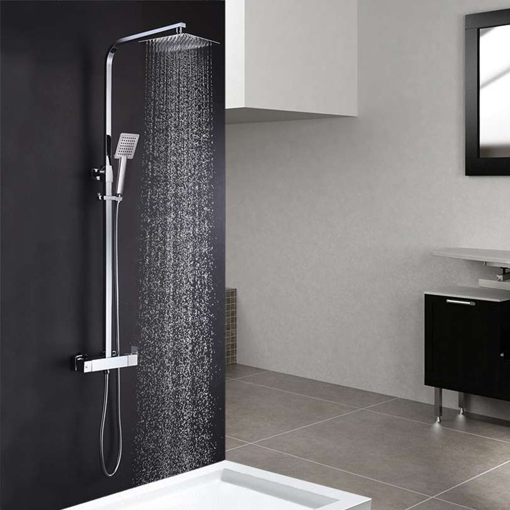 Columna Ducha monomando EXTRAPLANA cuadrada de 73-122 cm CROMO brillo - Imagen 7