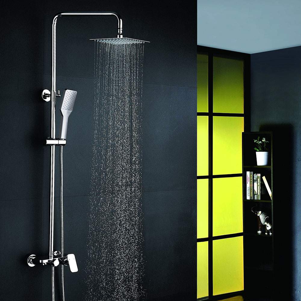 Columna Ducha extralarga monomando ATICA cuadrada de 100-150 cm CROMO brillo