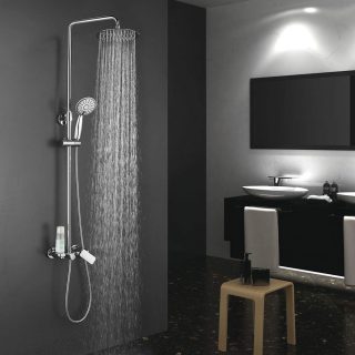 Columna Ducha extralarga monomando ATICA redonda de 100-150 cm CROMO brillo