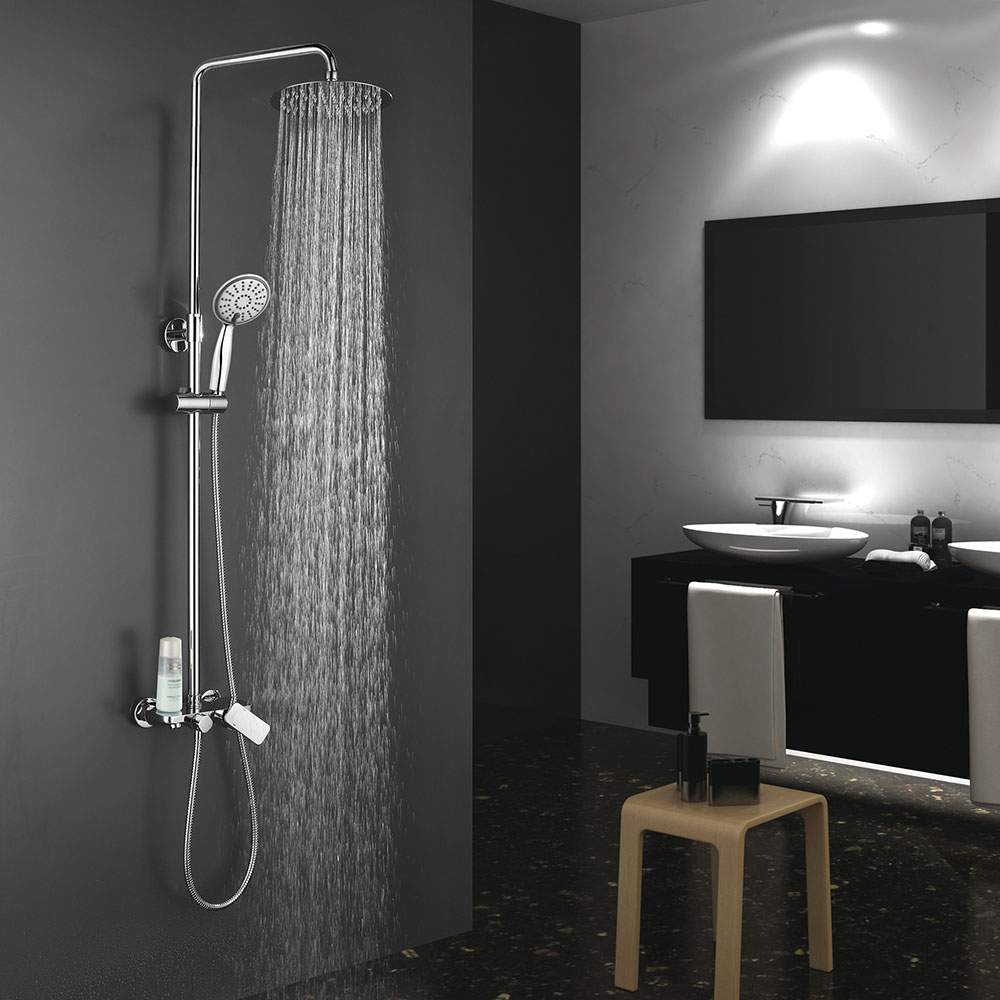 Columna Ducha extralarga monomando ATICA redonda de 100-150 cm CROMO brillo