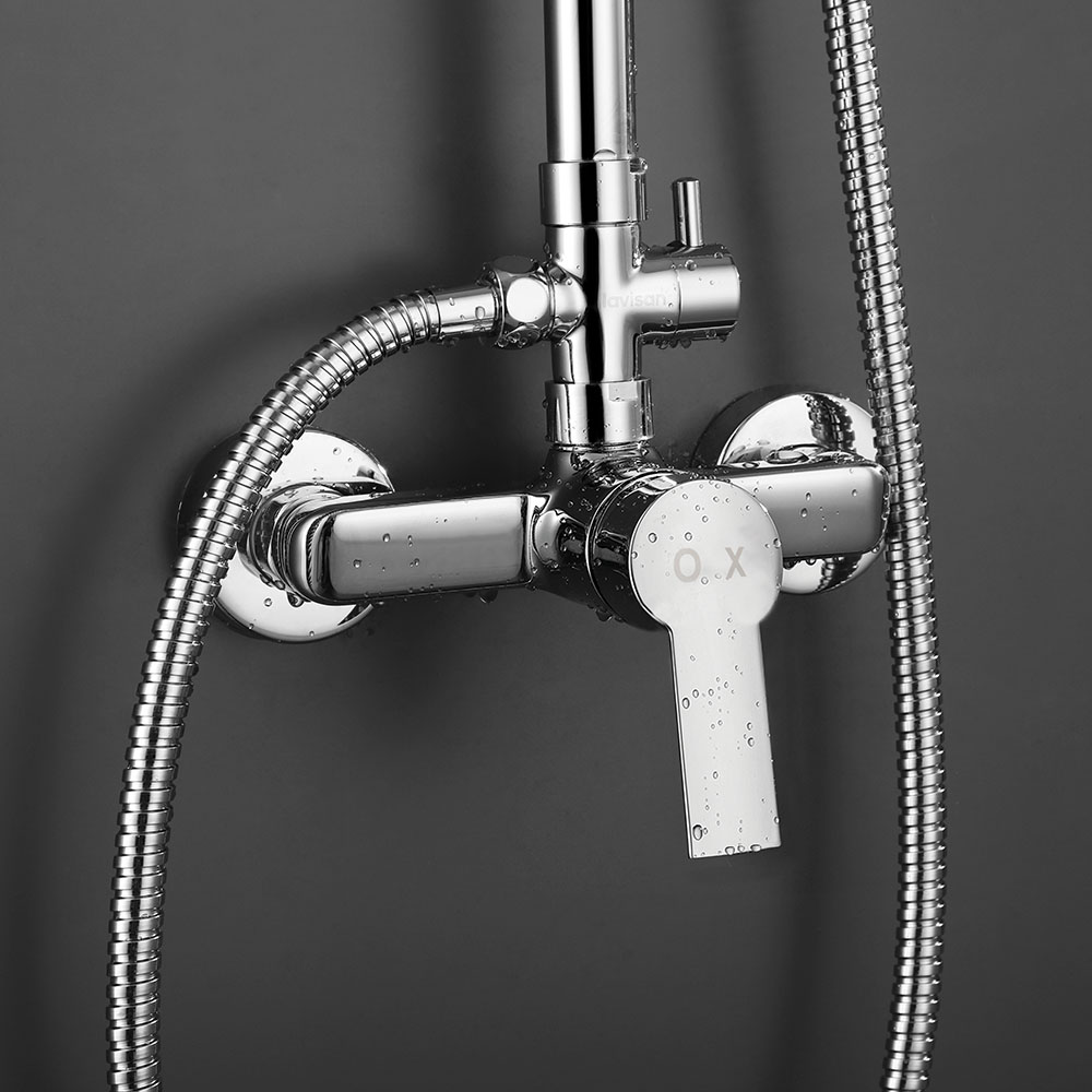 Columna Ducha extralarga monomando PINEDA cuadrada de 100-150 cm CROMO brillo - Imagen 3