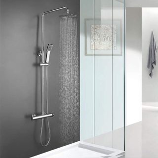 Columna Ducha monomando VERGARA cuadrada de 83-126 cm CROMO brillo