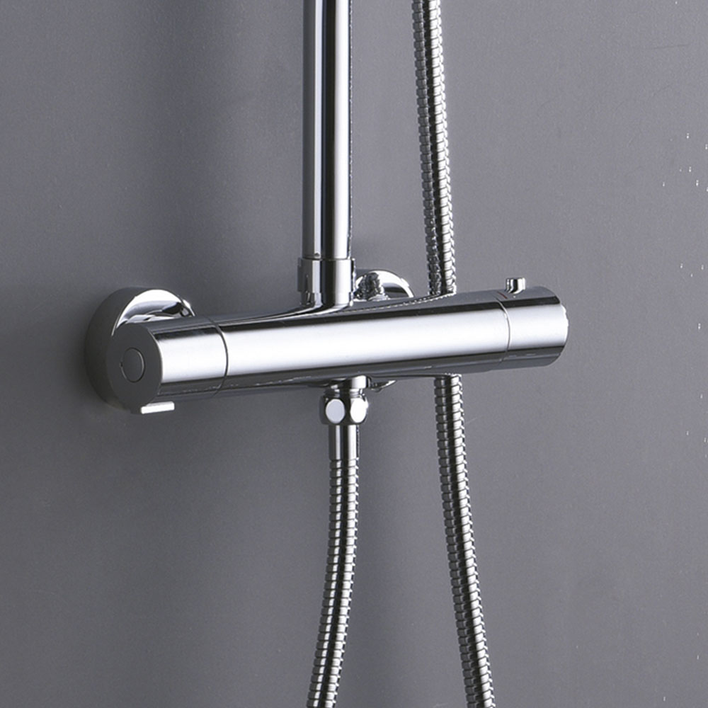 Columna Ducha duchón 25 termostática redonda de 85-115 cm CROMO brillo - Imagen 4