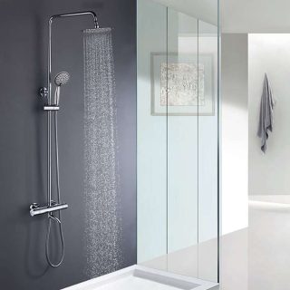 Columna Ducha termostática CON CAÑO redonda de 85-115 cm CROMO brillo