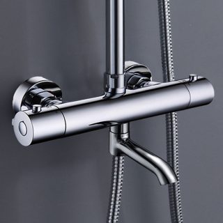 Columna Ducha extralarga termostática con CAÑO cuadrada de 100-150 cm CROMO