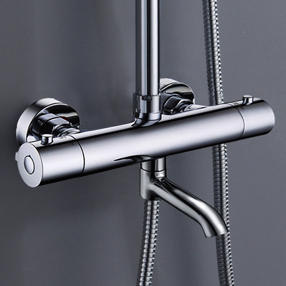 Columna Ducha extralarga termostática con CAÑO cuadrada de 100-150 cm CROMO