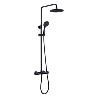 Columna Ducha termostática redonda de 83-120 cm NEGRO mate