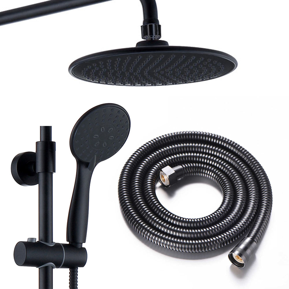 Columna Ducha termostática redonda de 83-120 cm NEGRO mate - Imagen 3