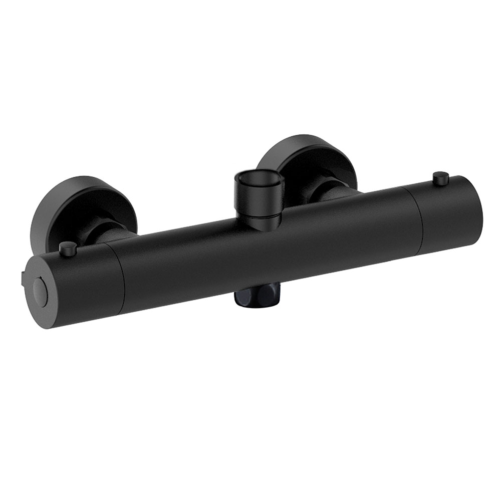 Columna Ducha termostática redonda de 83-120 cm NEGRO mate - Imagen 7