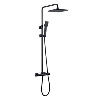 Columna Ducha termostática cuadrada de 83-120 cm NEGRO mate
