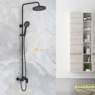 Columna Ducha monomando 3 vías VERDASCO redonda de 96-136 cm NEGRO mate