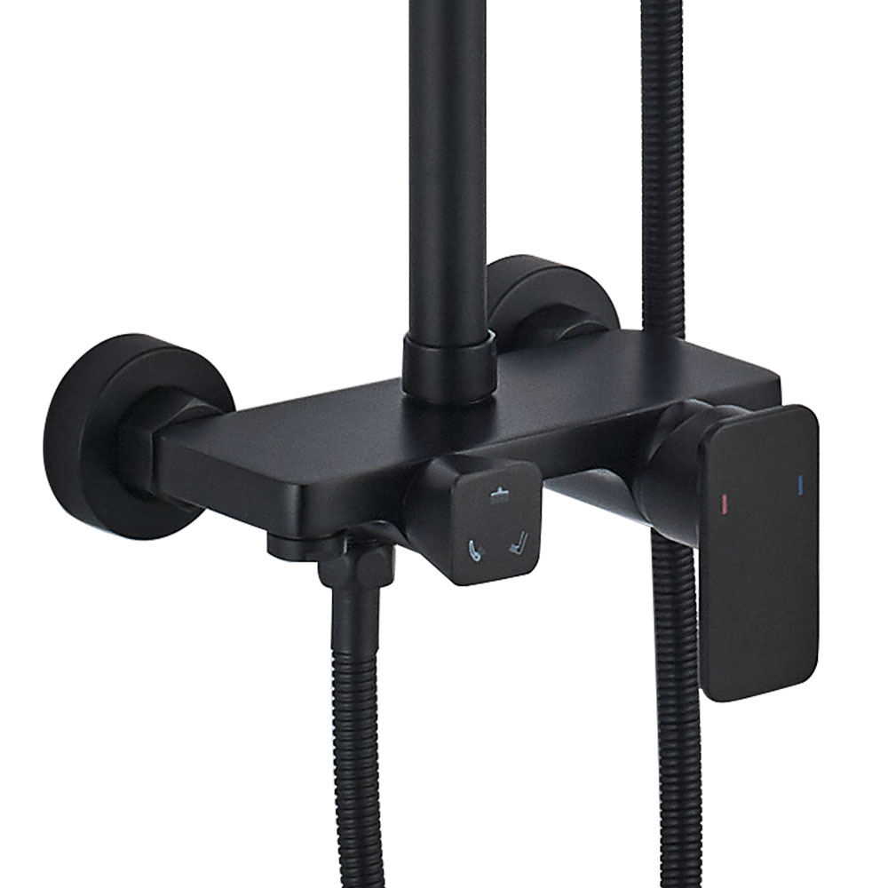 Columna Ducha monomando 3 vías VERDASCO redonda de 96-136 cm NEGRO mate - Imagen 3