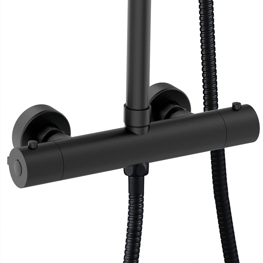 Columna Ducha termostática redonda de 83-120 cm NEGRO ORO mate - Imagen 2