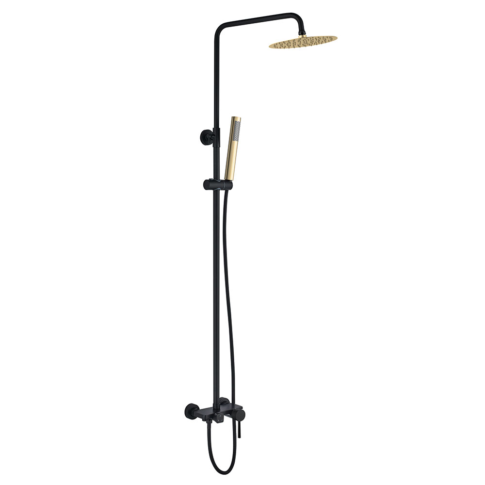 Columna Ducha monomando 3 vías ZUÑIGA redonda de 96-136 cm NEGRO ORO mate - Imagen 2