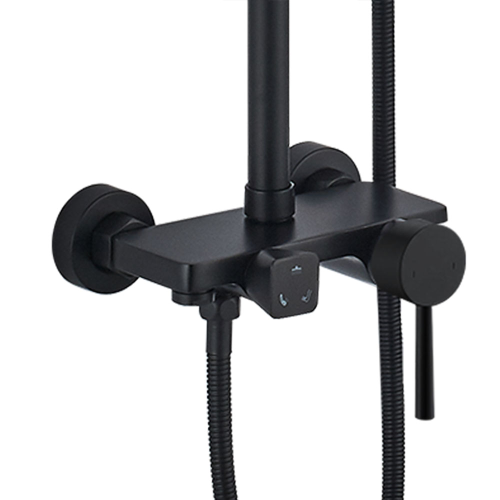 Columna Ducha monomando 3 vías ZUÑIGA redonda de 96-136 cm NEGRO ORO mate - Imagen 3