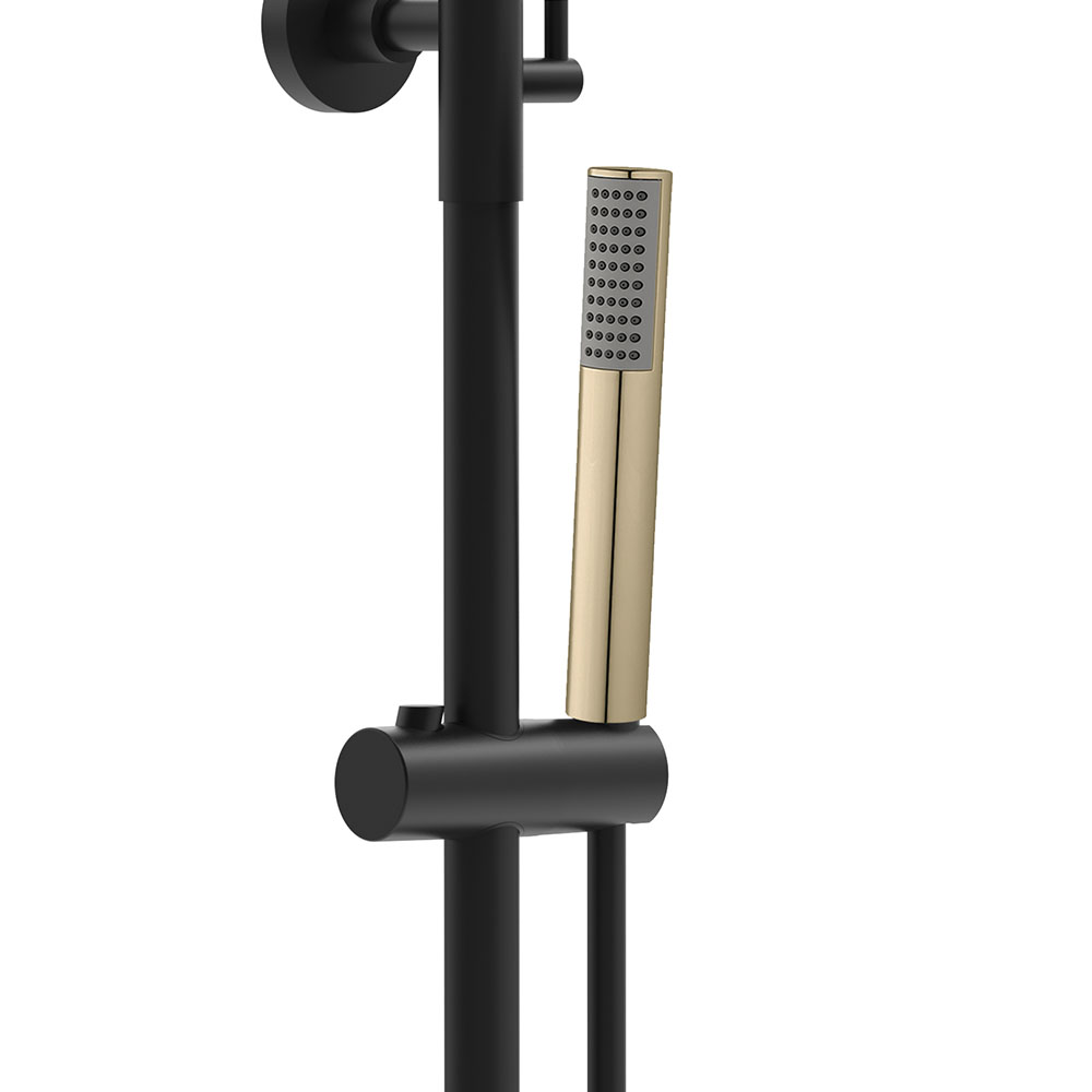 Columna Ducha monomando 3 vías ZUÑIGA redonda de 96-136 cm NEGRO ORO mate - Imagen 4