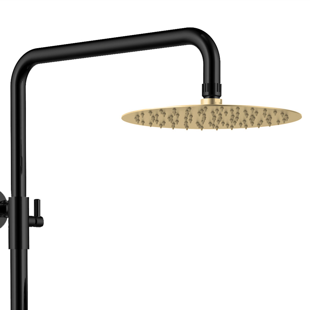 Columna Ducha monomando 3 vías ZUÑIGA redonda de 96-136 cm NEGRO ORO mate - Imagen 6