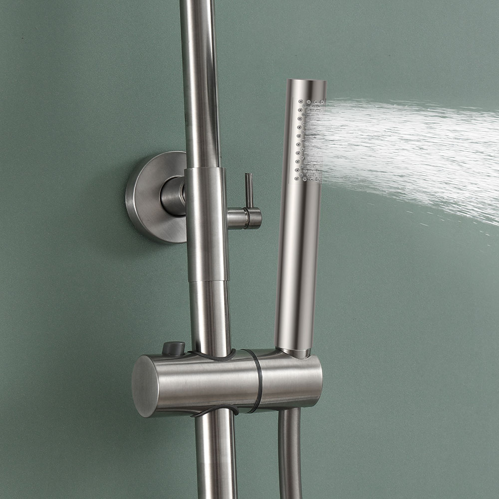 Columna Ducha monomando PRO redonda de 78-125 cm NIQUEL cepillado - Imagen 4