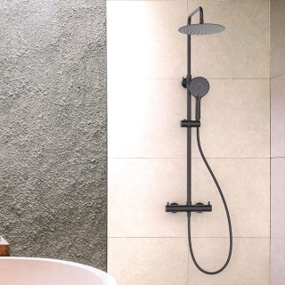 Columna Ducha monomando 2 vías GUN redonda GRAFITO / antracita mate