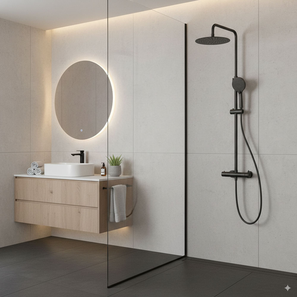 Columna Ducha monomando 2 vías GUN redonda GRAFITO / antracita mate - Imagen 4