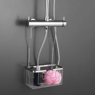 Portagel con ganchos ALBENIZ rectangular CROMO brillo