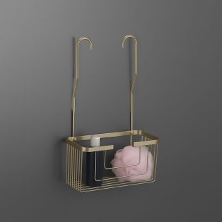 Portagel con ganchos LUNA rectangular ORO CEPILLADO