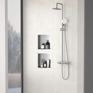 Hornacina Nicho de empotrar cuadrada de 30 x 30 cm NIQUEL cepillado