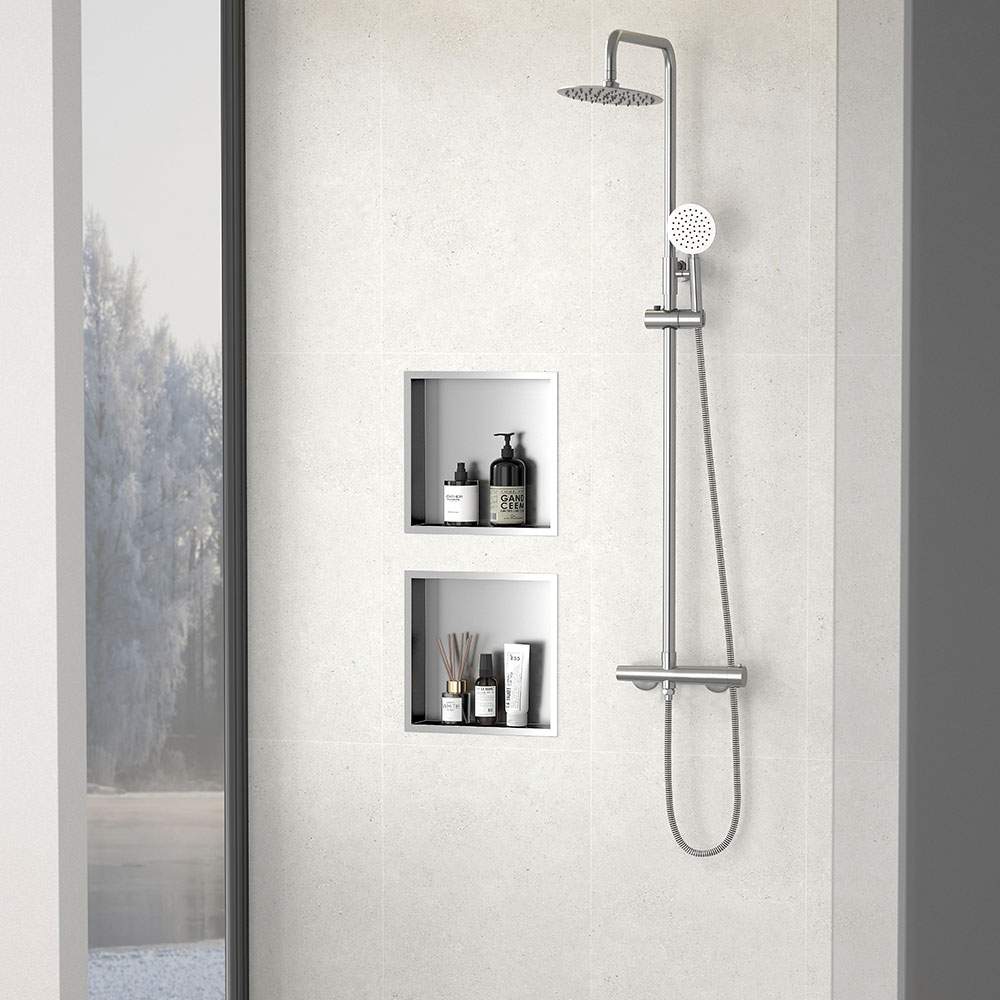 Hornacina Nicho de empotrar cuadrada de 30 x 30 cm NIQUEL cepillado