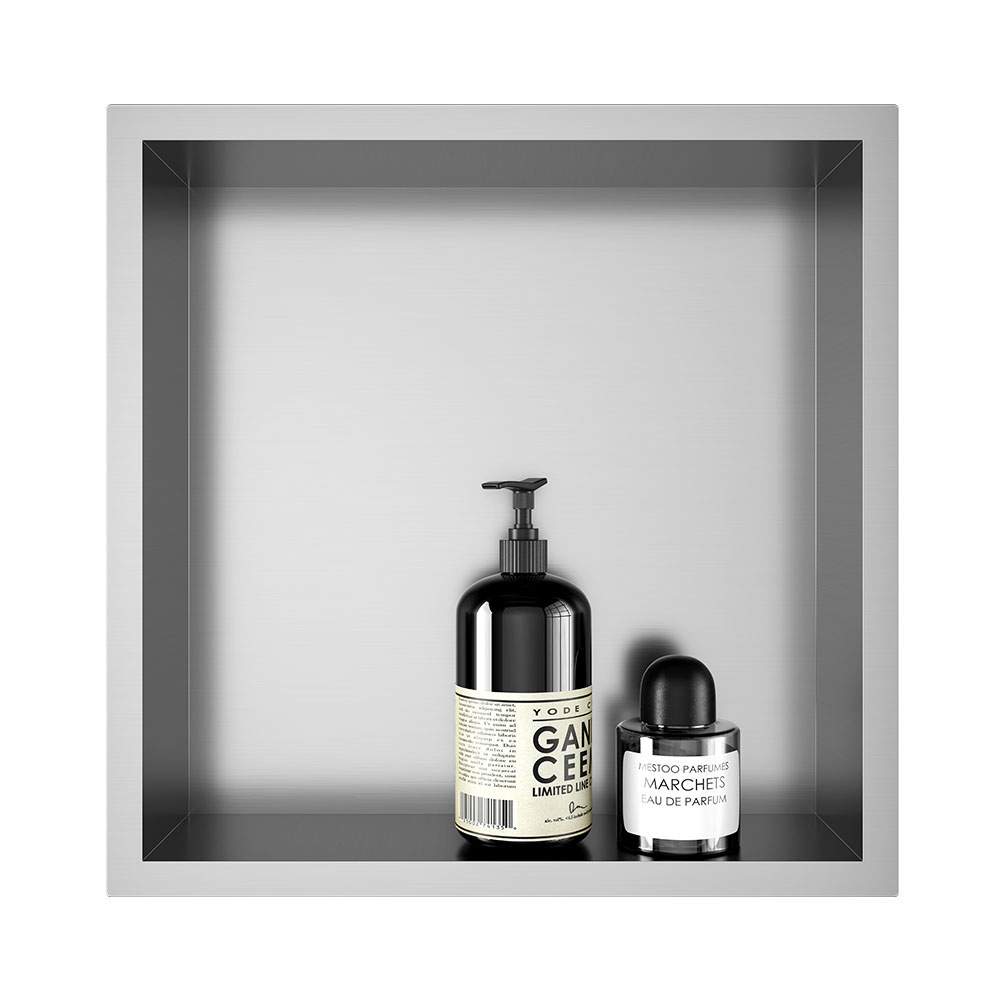 Hornacina Nicho de empotrar cuadrada de 30 x 30 cm NIQUEL cepillado - Imagen 2