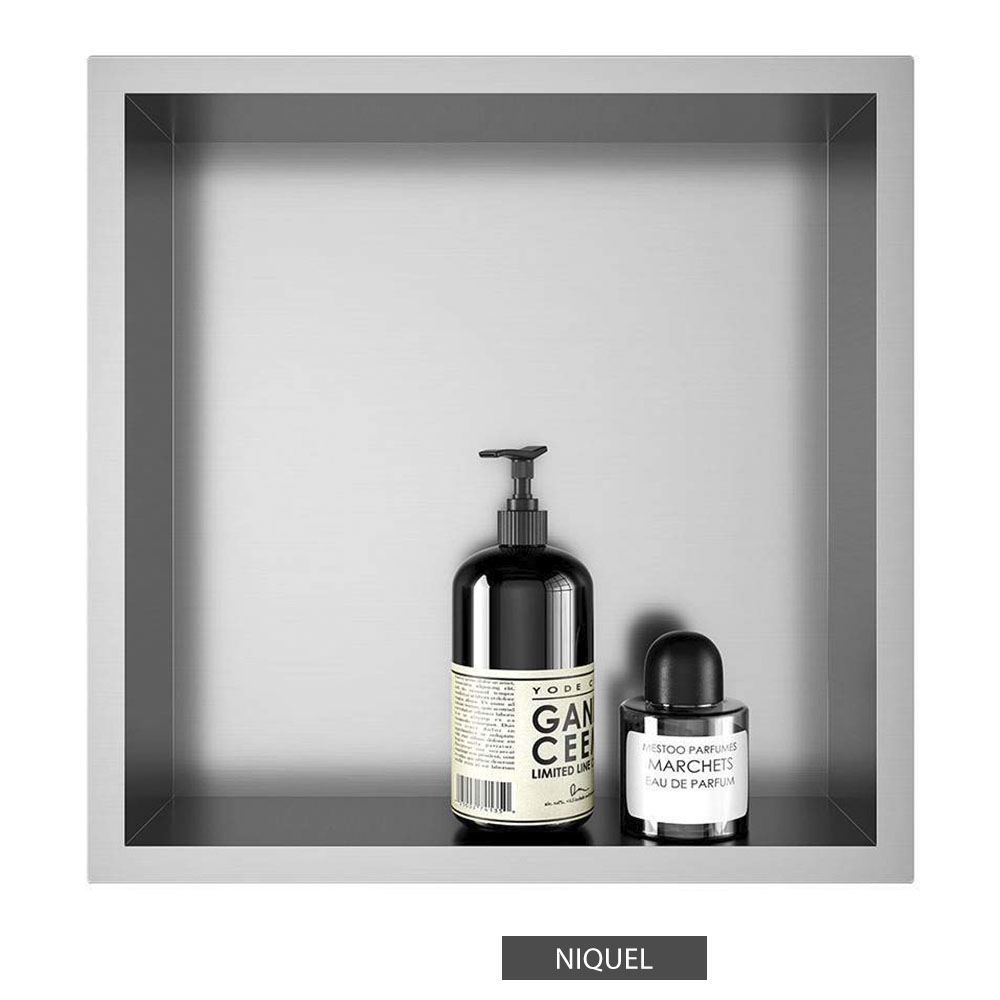 Hornacina Nicho de empotrar cuadrada de 30 x 30 cm NIQUEL cepillado - Imagen 4