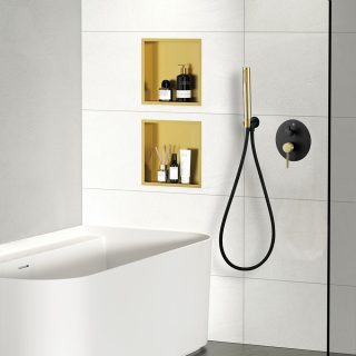 Hornacina Nicho de empotrar cuadrada de 30 x 30 cm ORO cepillado