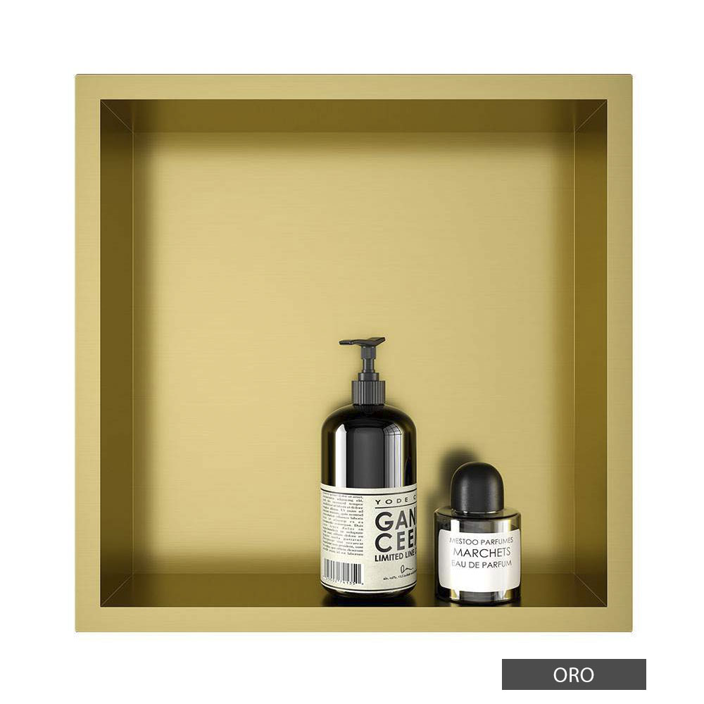 Hornacina Nicho de empotrar cuadrada de 30 x 30 cm ORO cepillado - Imagen 4