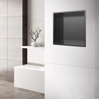 Hornacina Nicho de empotrar cuadrada de 30 x 30 cm NEGRO mate