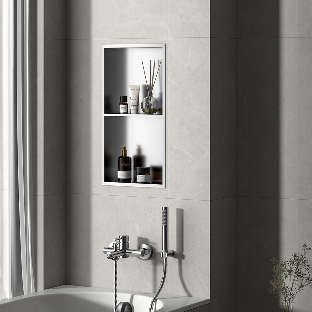 Hornacina Nicho de empotrar rectangular de 60 x 30 cm NIQUEL cepillado - Imagen 2