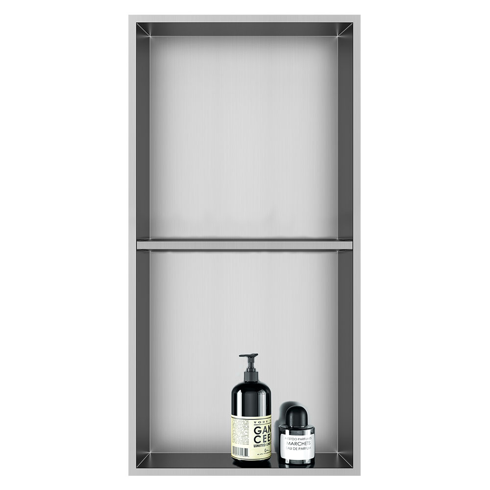 Hornacina Nicho de empotrar rectangular de 60 x 30 cm NIQUEL cepillado - Imagen 3