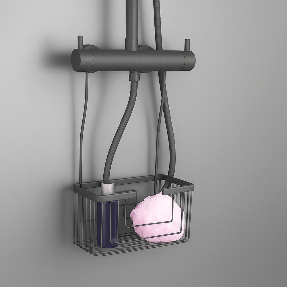 Portagel con ganchos LUNA rectangular GRAFITO / antracita mate