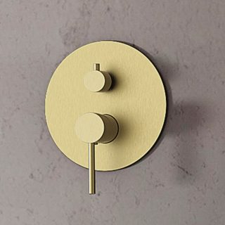 Grifo Empotrado de Ducha (solo grifo) monomando redondo ORO CEPILLADO mate