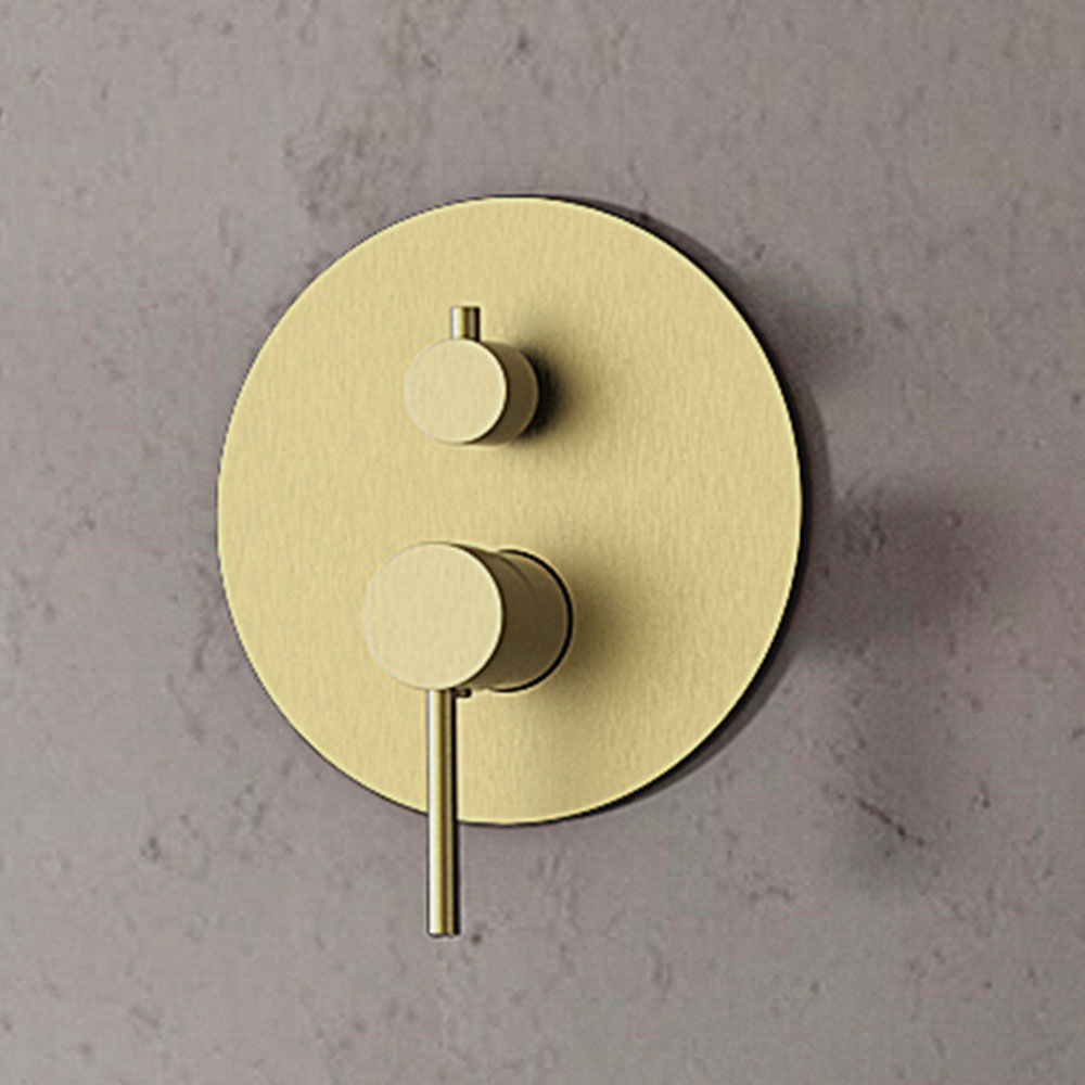 Grifo Empotrado de Ducha (solo grifo) monomando redondo ORO CEPILLADO mate