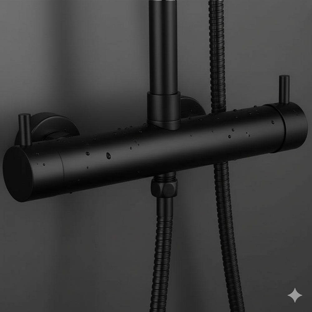 Grifo Columna Ducha monomando T NEGRO MATE