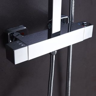 Grifo Columna Ducha termostático cuadrada CROMO brillo