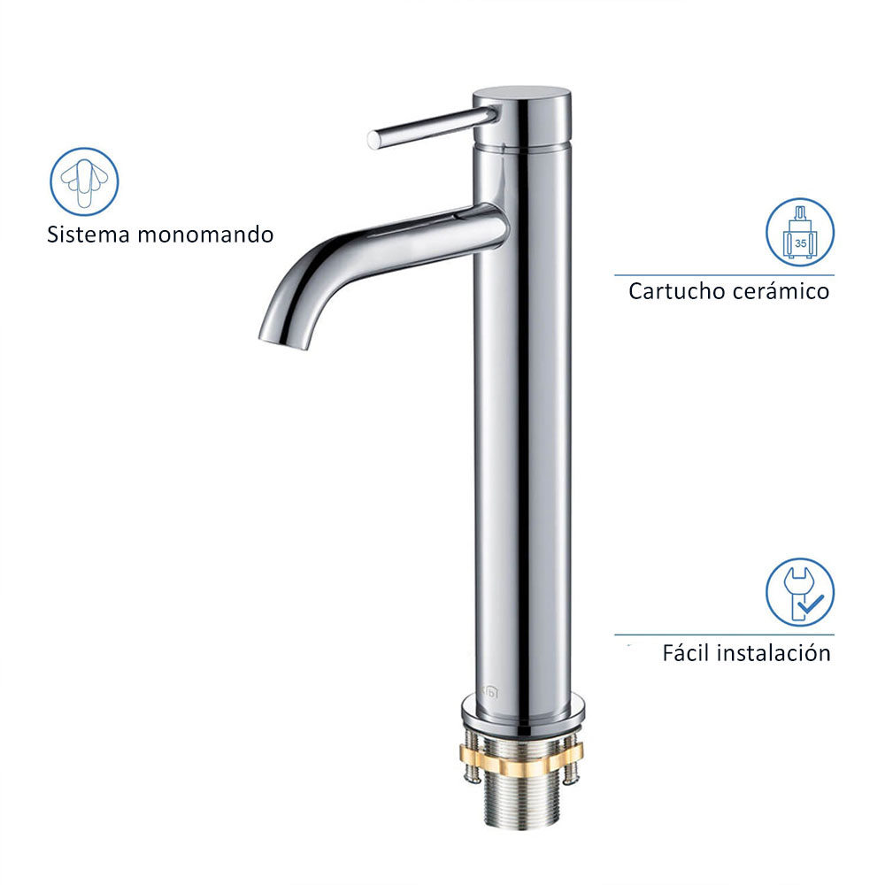 Grifo de Lavabo Alto monomando ZUÑIGA CROMO brillo - Imagen 7