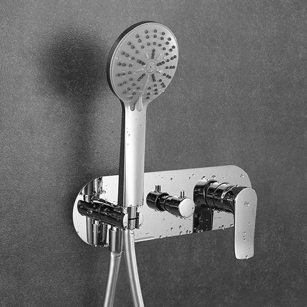 Grifo Empotrado de Ducha equipo de pared monomando SARABIA redondo CROMO brillo - Imagen 3