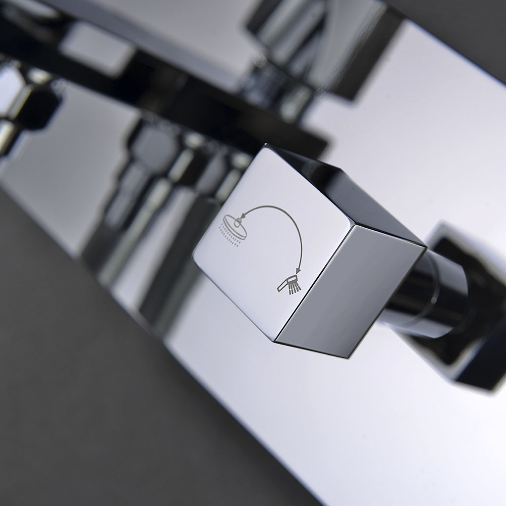 Grifo Empotrado de Ducha equipo de pared monomando QUEVEDO cuadrado CROMO brillo - Imagen 3