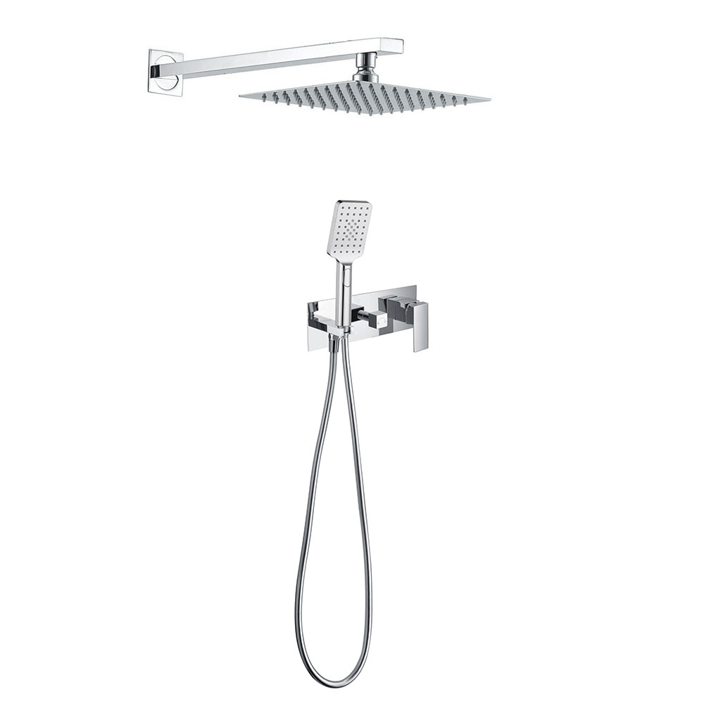 Grifo Empotrado de Ducha equipo de pared monomando QUEVEDO cuadrado CROMO brillo - Imagen 6