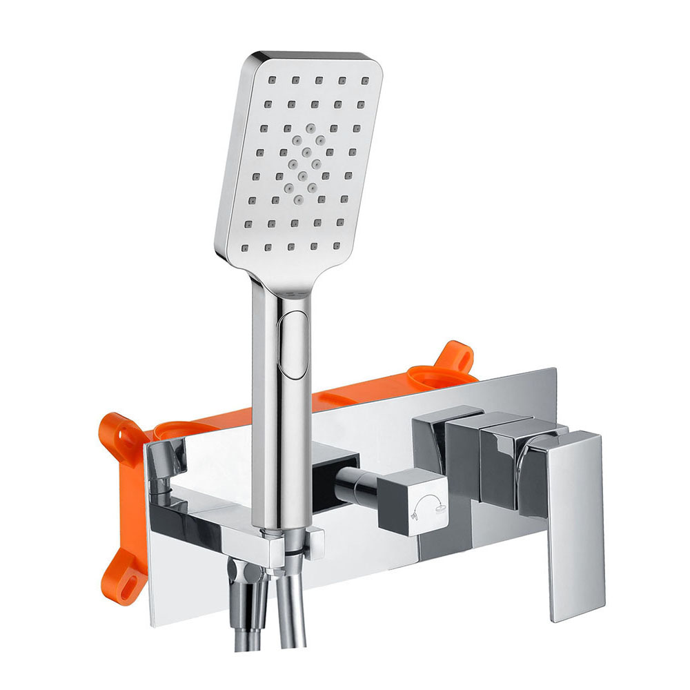 Grifo Empotrado de Ducha equipo de pared monomando QUEVEDO cuadrado CROMO brillo - Imagen 9