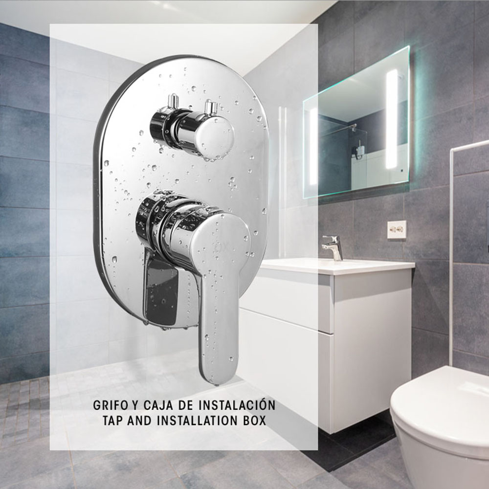 Grifo Empotrado de Ducha (solo grifo) monomando VALDES redondo CROMO brillo - Imagen 9