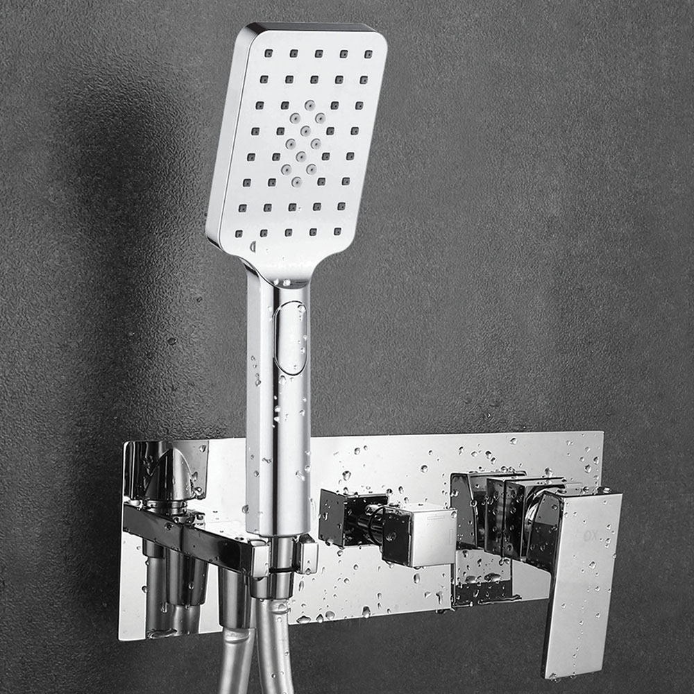 Grifo Empotrado de Ducha equipo de techo monomando QUEVEDO cuadrado CROMO brillo - Imagen 8